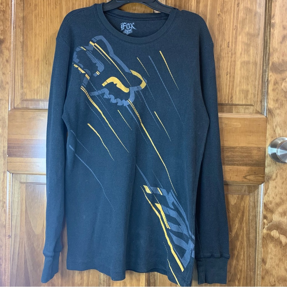 Men’s large Fox Racing Razor Thermal black, long-sleeve waffle-knit shirt